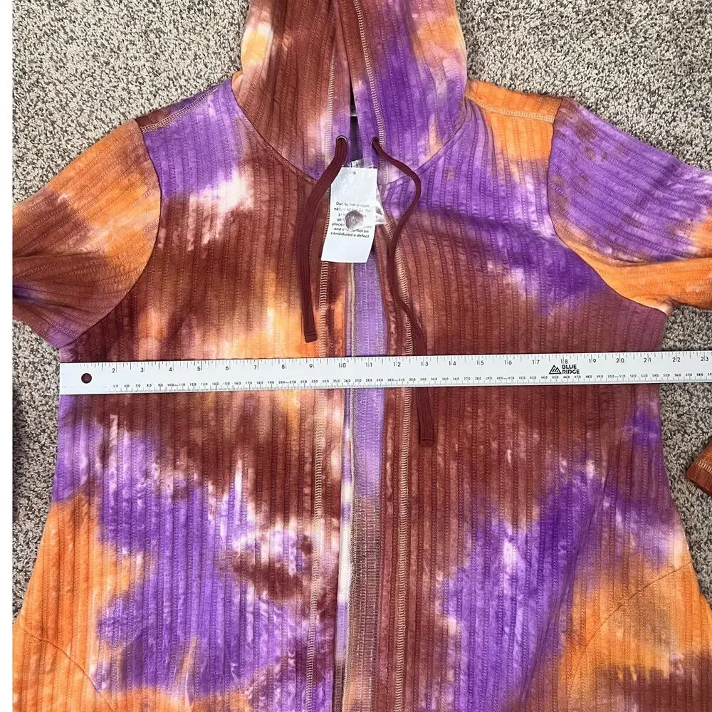 LOGO Lori Goldstein Womens M Boho Artsy Loungewear Marcee Rib Knit Tunic Hoodie